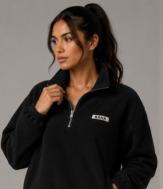 Woolly Black Quarter Zip Jo