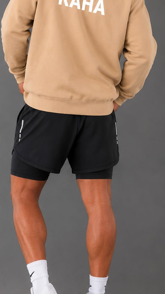 Mens Training Shorts- Black & Black