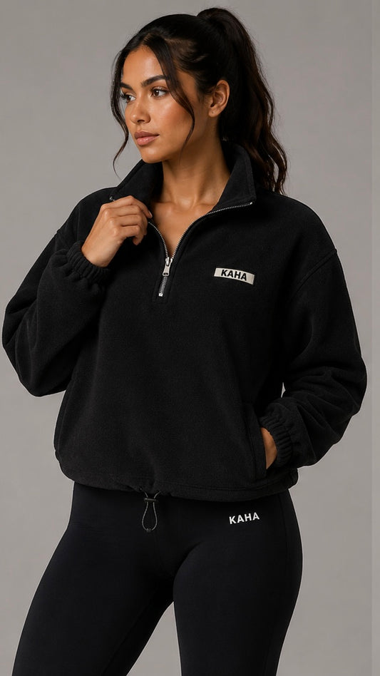 Woolly Black Quarter Zip Jo
